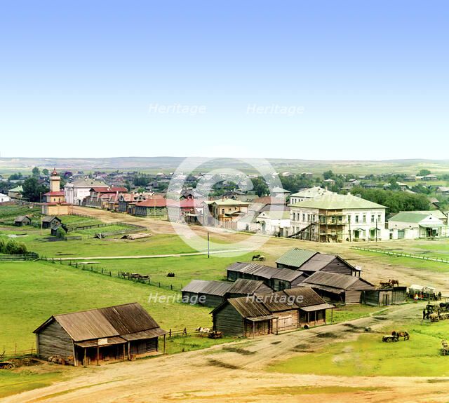 General view of the city of Kirillov from the bell tower of the Kazan Cathedral, 1909. Creator: Sergey Mikhaylovich Prokudin-Gorsky.