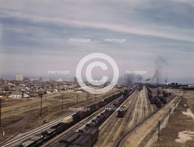 General view of the city and the Atchison, Topeka, and Santa Fe Railroad, Amarillo, Texas, 1943. Creator: Jack Delano.
