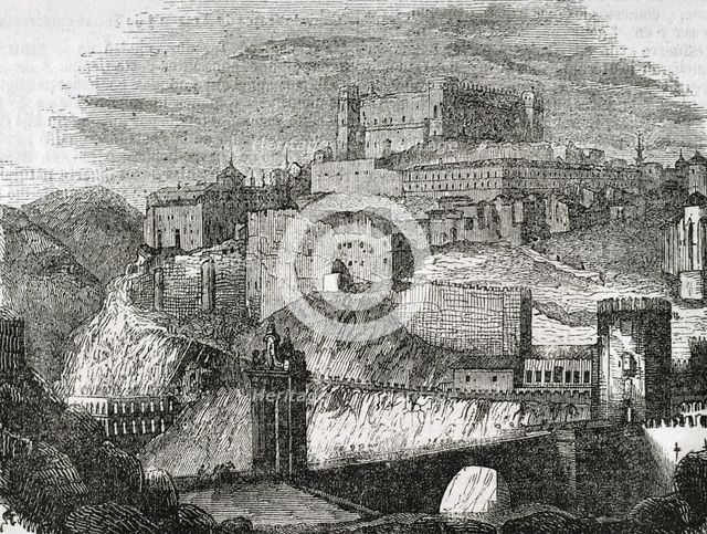 General view of the city, Toledo, Spain, 1852.  Creator: Burgos.
