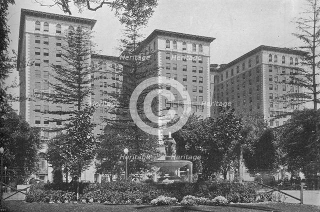 General view of the exterior, Los Angeles-Biltmore Hotel, Los Angeles, California, 1923. Artist: Unknown.