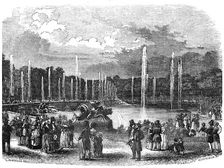 General view of the Fountains at Versailles whilst at work, 1844. Creator: Harrison