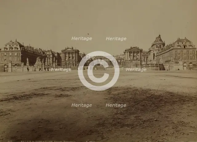 General view of the front façade, Palace of Versailles, between 1870-1890. Creator: Unknown.
