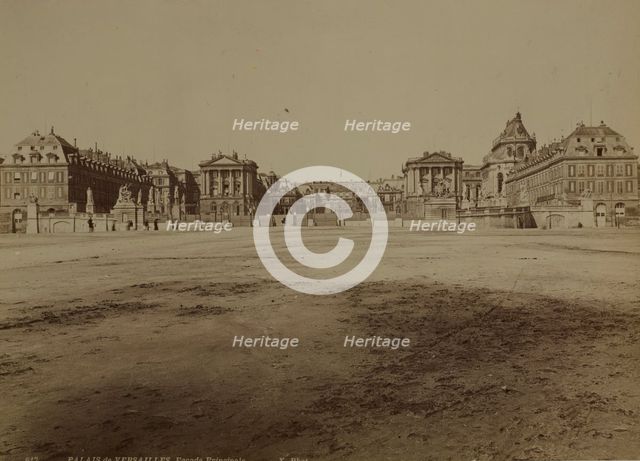 General view of the front façade, Palace of Versailles, between 1870-1890. Creator: Unknown.