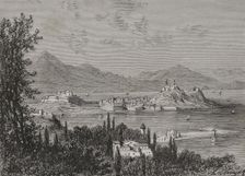 General view of the island of Corfu, 1879. Creator: Desire Mathieu Quesnel