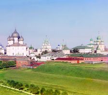 General view of the Kremlin, from the bell tower of the Church of All Saints, Rostov Velikii, 1911. Creator: Sergey Mikhaylovich Prokudin-Gorsky