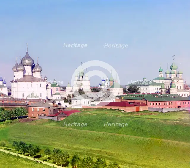 General view of the Kremlin, from the bell tower of the Church of All Saints, Rostov Velikii, 1911. Creator: Sergey Mikhaylovich Prokudin-Gorsky.