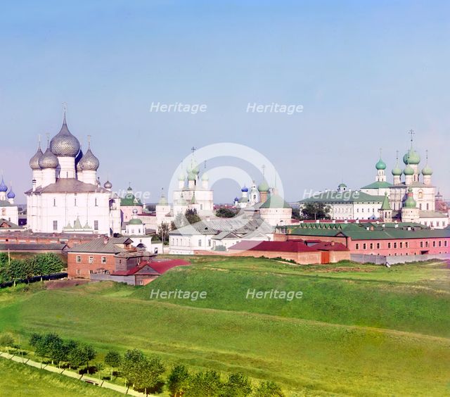 General view of the Kremlin, from the bell tower of the Church of All Saints, Rostov Velikii, 1911. Creator: Sergey Mikhaylovich Prokudin-Gorsky.