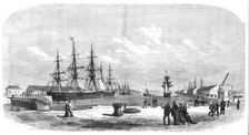General view of the new docks a Millwall, 1868. Creator: Unknown