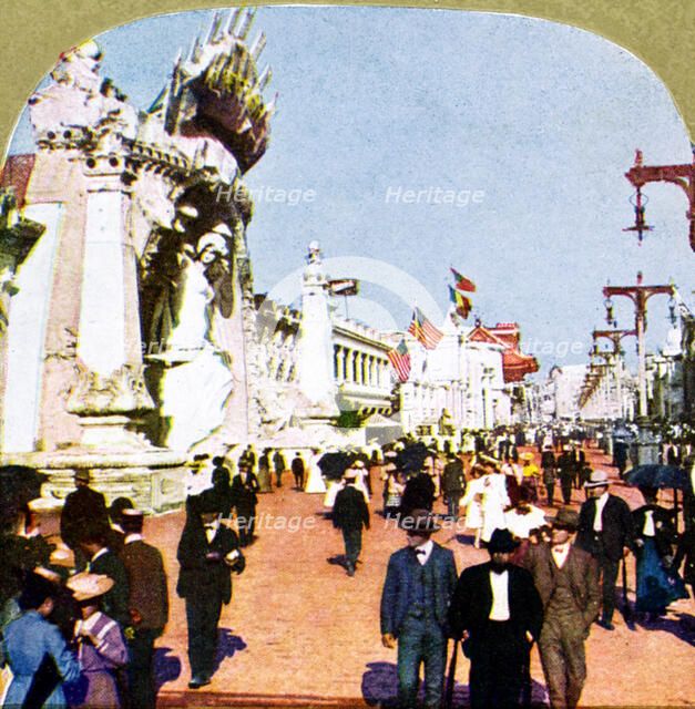 General view of the Pike at the World Fair, St Louis, Missouri, USA, 1904. Artist: Unknown