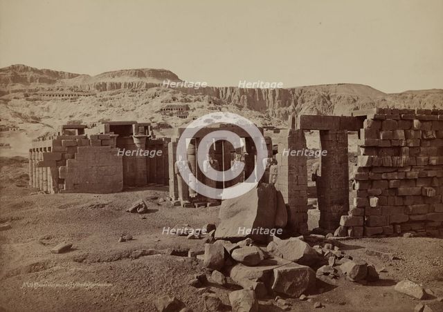 General View of the Ramesseum. Luxor, West Bank (Thebes), late 19th century. Creator: Henri Bechard.