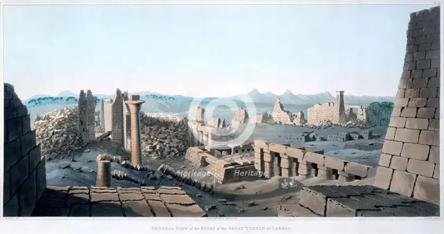 General View of the Ruins of the Great Temple at Carnac', Egypt, 1820. Artist: I Clark