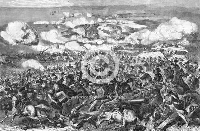 'General view of the Siege of Sebastopol: Grand Charge of the British Cavalry and Defeat..., 1854. Creator: Unknown.