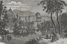 General view of Wilhelmshöhe Palace, at the Prussian city of Kassel, 1870. Creator: Tomás Carlos Capuz