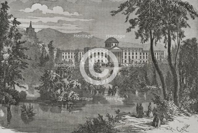 General view of Wilhelmshöhe Palace, at the Prussian city of Kassel, 1870.  Creator: Tomás Carlos Capuz.
