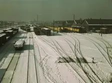 General view of yard and some of the locomotive shop of the C & NW RR at 40th Street, 1942. Creator: Jack Delano