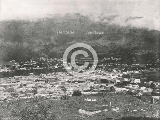 General view showing Table Mountain wreathed in vapour, Cape Town, South Africa, 1895.  Creator: Unknown.