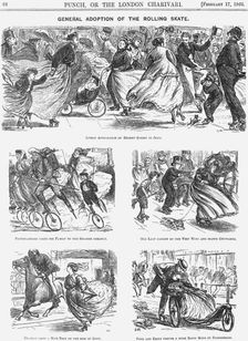General Adoption of the Rolling Skate 1866. Artist: George du Maurier
