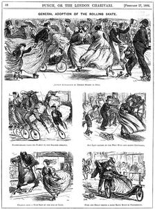 General Adoption of the Rolling Skate, 1866. Creator: George du Maurier