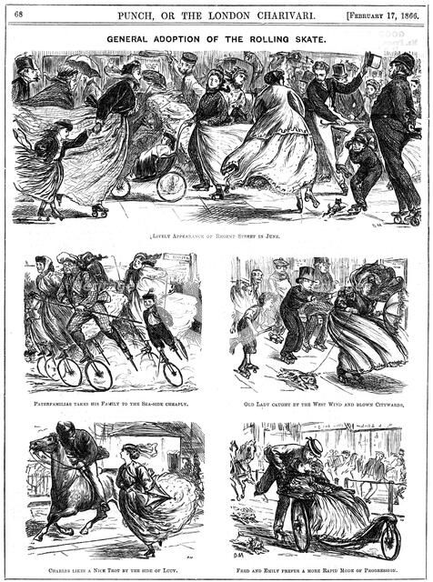 General Adoption of the Rolling Skate, 1866.  Creator: George du Maurier.