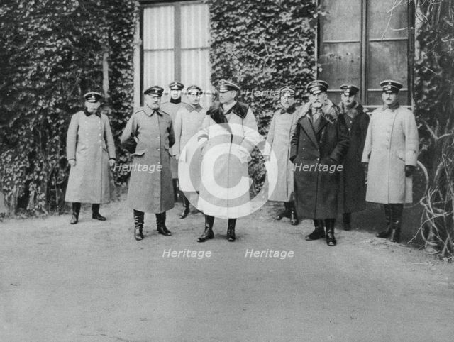 General Alexander von Kluck and other officers, World War I, 1915. Artist: Unknown