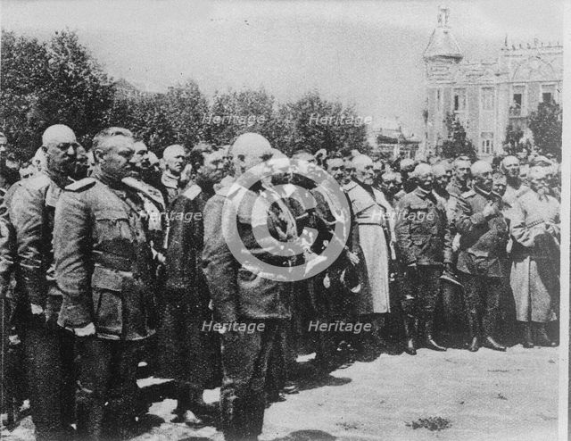 General Anton Denikin with his staff officers. Artist: Anonymous  