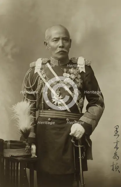 General Baron T. Kuroki, three-quarter length portrait, in uniform, facing front graphic /, c1907. Creator: Maruki Riyo.