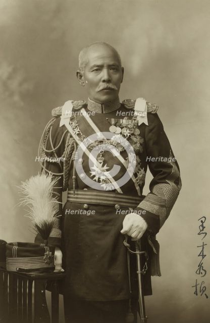 General Baron T. Kuroki, three-quarter length portrait, in uniform, facing front graphic /, c1907. Creator: Maruki Riyo.