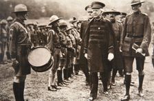 General Bramwell Booth inspecting boy scouts, London, 1925. Creator: S and G