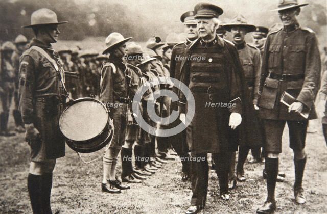 General Bramwell Booth inspecting boy scouts, London, 1925.  Artist: S and G
