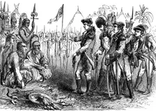 General Burgoyne addressing the Indians, 1777 (c1880)