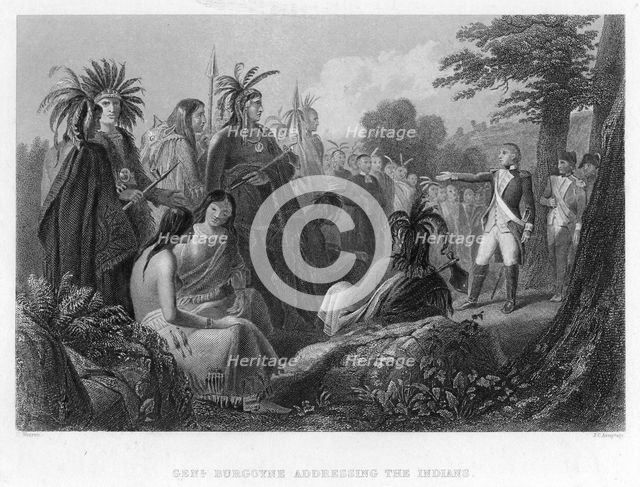 'General Burgoyne Addressing the Indians', c18th century.Artist: H Warren