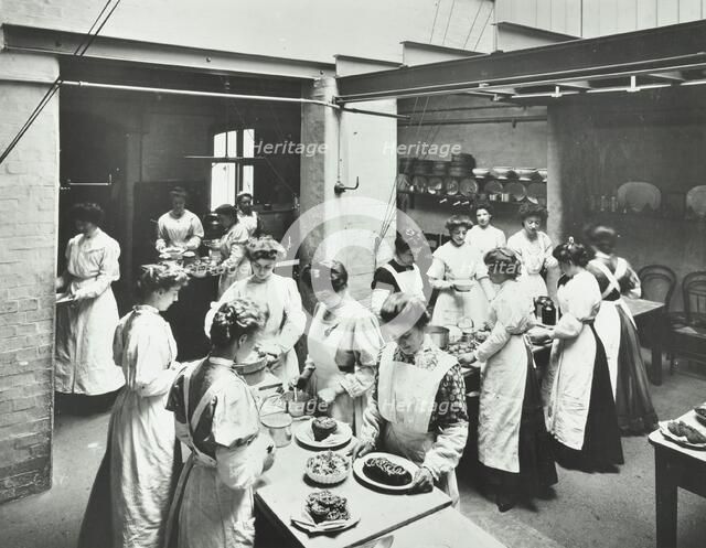 General cookery class, National Training School of Cookery, London, 1907. Artist: Unknown.