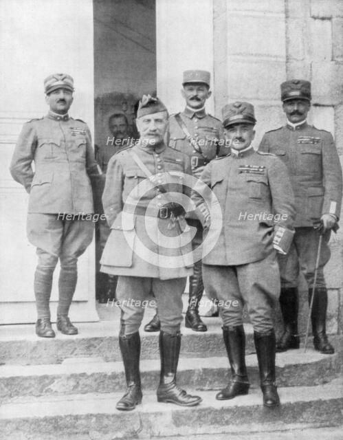 General Diaz and General Foch meeting at the Italian headquarters, Italy, 2 May 1918. Artist: Unknown