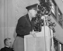General Dwight D. Eisenhower at the Aircraft Engine Research Laboratory, Cleveland, Ohio, USA, 1946. Creator: NASA
