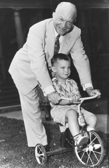General Dwight D Eisenhower with grandson David at Fort Sheridan, Illinois, USA, 1952