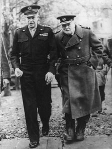 General Eisenhower and Winston Churchill in France, c1944. Creator: Unknown