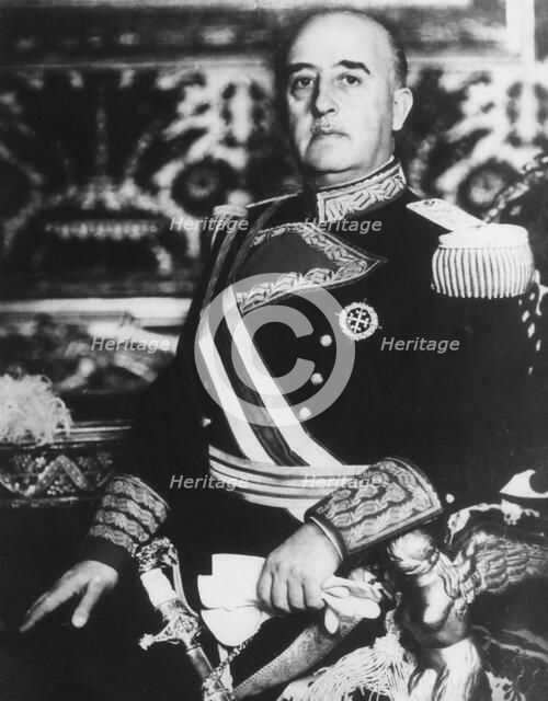 General Franco (1892-1975), Spanish soldier and politician, El Pardo Palace, Madrid, Spain, c1950s. Artist: Unknown