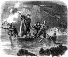General Garibaldi spearing fish by night off Caprera, Sardinia, Italy, 1861.Artist: Frank Vizetelly