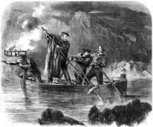 General Garibaldi spearing fish by night off Caprera, Sardinia, Italy, 1861.Artist: Frank Vizetelly