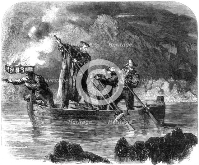 General Garibaldi spearing fish by night off Caprera, Sardinia, Italy, 1861.Artist: Frank Vizetelly  