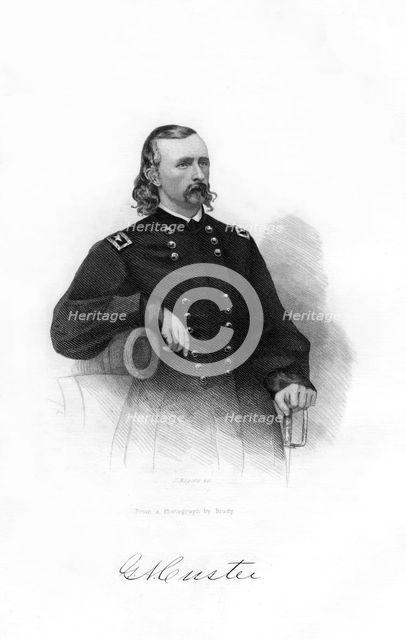 General George Armstrong Custer, US Union Army cavalry commander, 1862-1867.Artist: J Rogers