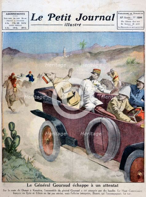 General Gouraud escapes an assassination attempt on route from Damascas to Kunaitra, 1921. Artist: Unknown
