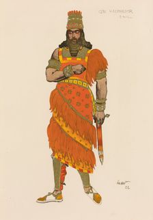 General Hasphénor. Costume design for the play Judith by Henri Bernstein in the Théâtre du Gymnase
