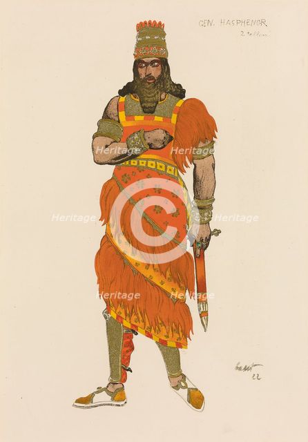 General Hasphénor. Costume design for the play Judith by Henri Bernstein in the Théâtre du Gymnase