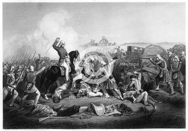 'General Havelock's attack on Nana Sahib at Futtypore', 1857, (c1860). Artist: Unknown