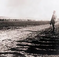 General Henri Gouraud surveying field of troops, c1914-c1918