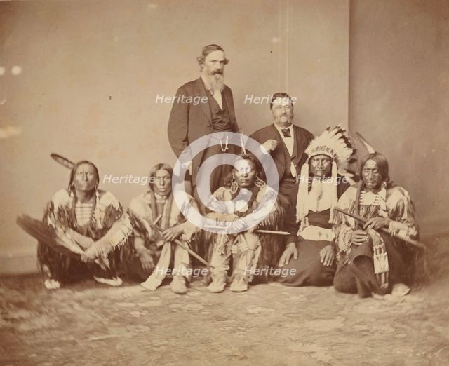 General J. E. Smith and Indians, 1870s. Creator: Mathew Brady.