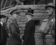 General John Vereker, 6th Viscount Gort, Greeting an Official Outside a Sandbagged Building, 1940. Creator: British Pathe Ltd