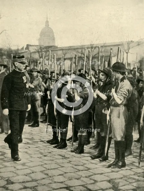 General Joseph Gallieni inspecting Boy Scouts, Paris, France, c1914, (c1920). Creator: Unknown.