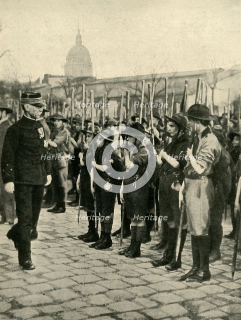 General Joseph Gallieni inspecting Boy Scouts, Paris, France, c1914, (c1920). Creator: Unknown.